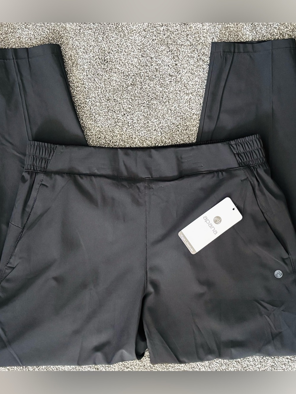 APANA  Women’s Black Athletic CROP ANKLE PANTS with Elastic Waist | NWT | MED